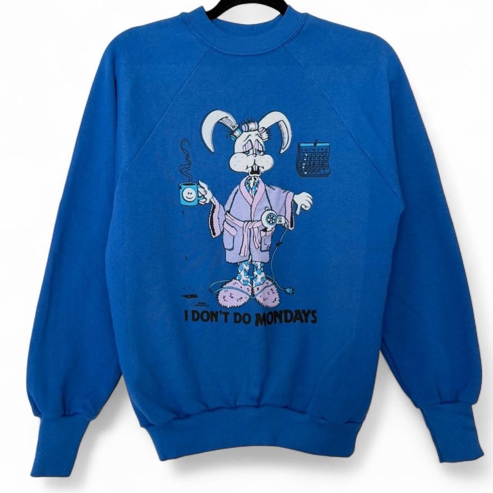 Vintage 80s HL Miller Reno “I don’t do Mondays” bunny sweatshirt size medium